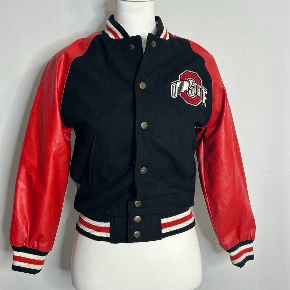 Ohio State Buckeyes
 Bomber Jacket Youth Large 10-12 Red Black Faux Leather